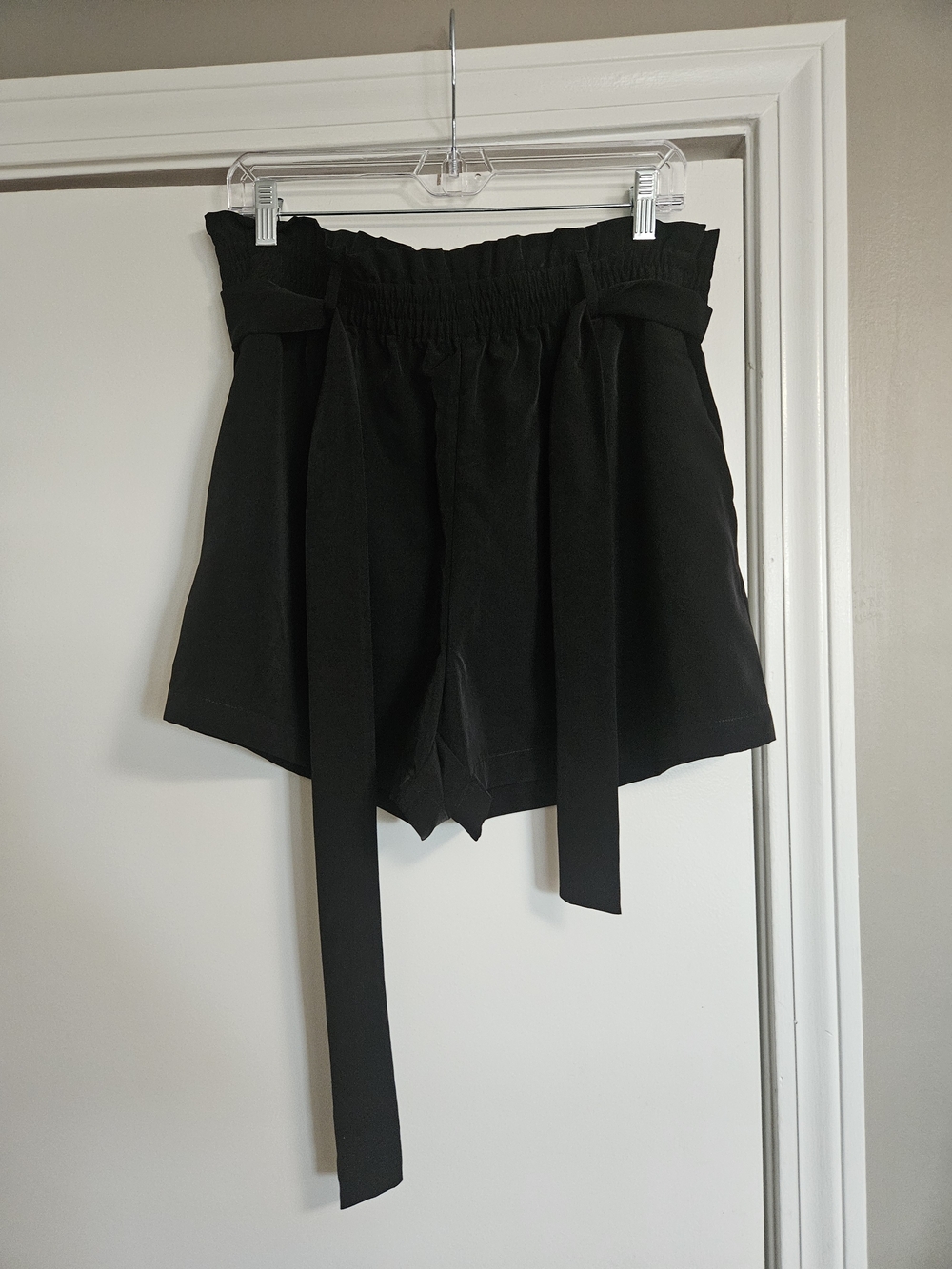 MICHAEL Michael Kors Black High-Waist Paperbag Tie Shorts